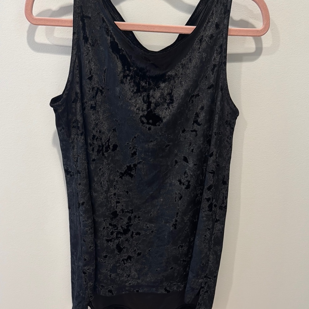 Cynthia Rowley Black Crushed Velour Tank
